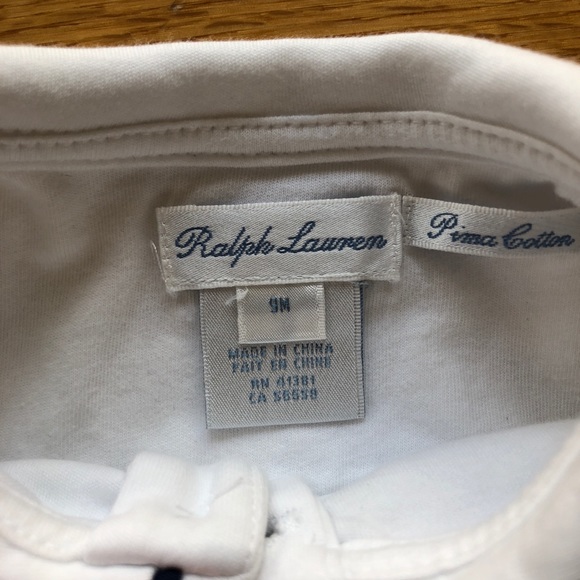 Ralph Lauren Baby White Shortall Onesie 9 Months - Picture 4 of 5